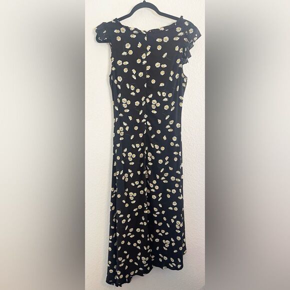 The Kooples black, white and yellow Daisies Satin slip dress y2K inspired - Picture 5 of 11